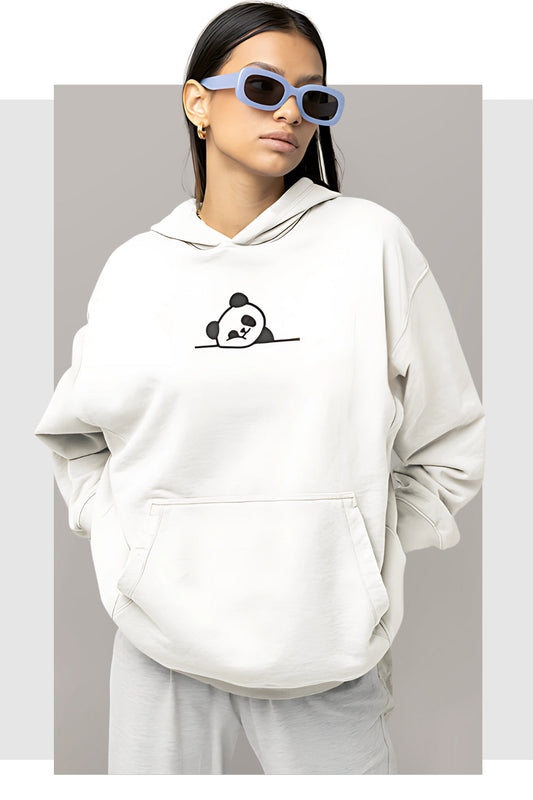 White Oversized Panda Hoodie