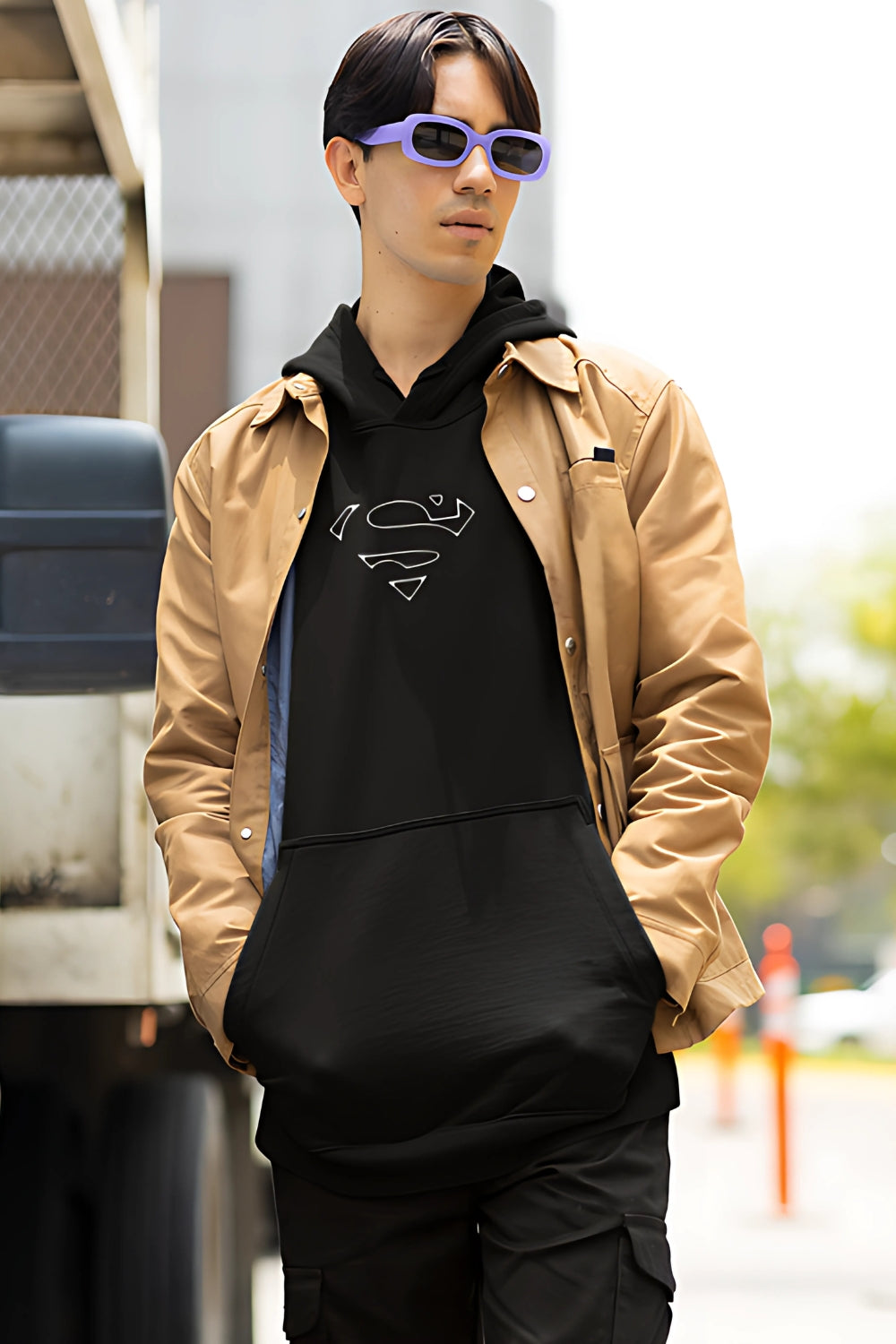 Black Superman Logo Hoodie for Men | Stylish Casual Wear