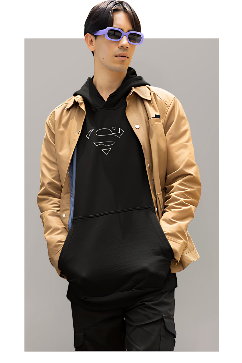 Black Superman Logo Hoodie for Men | Stylish Casual Wear