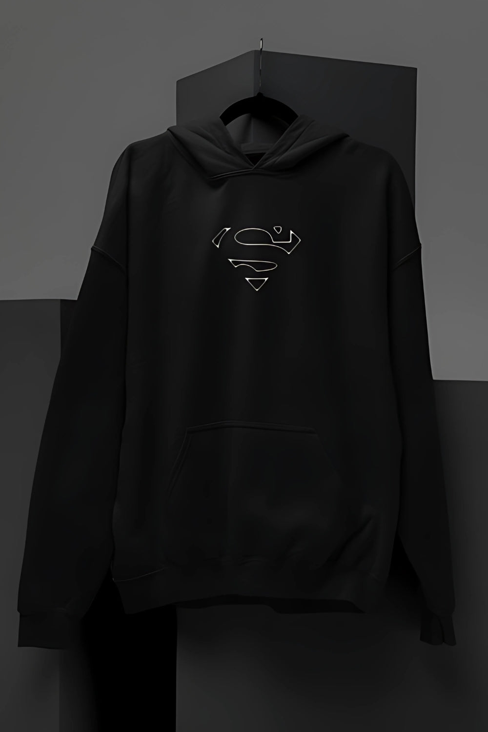 Black Superman Logo Hoodie for Men | Stylish Casual Wear